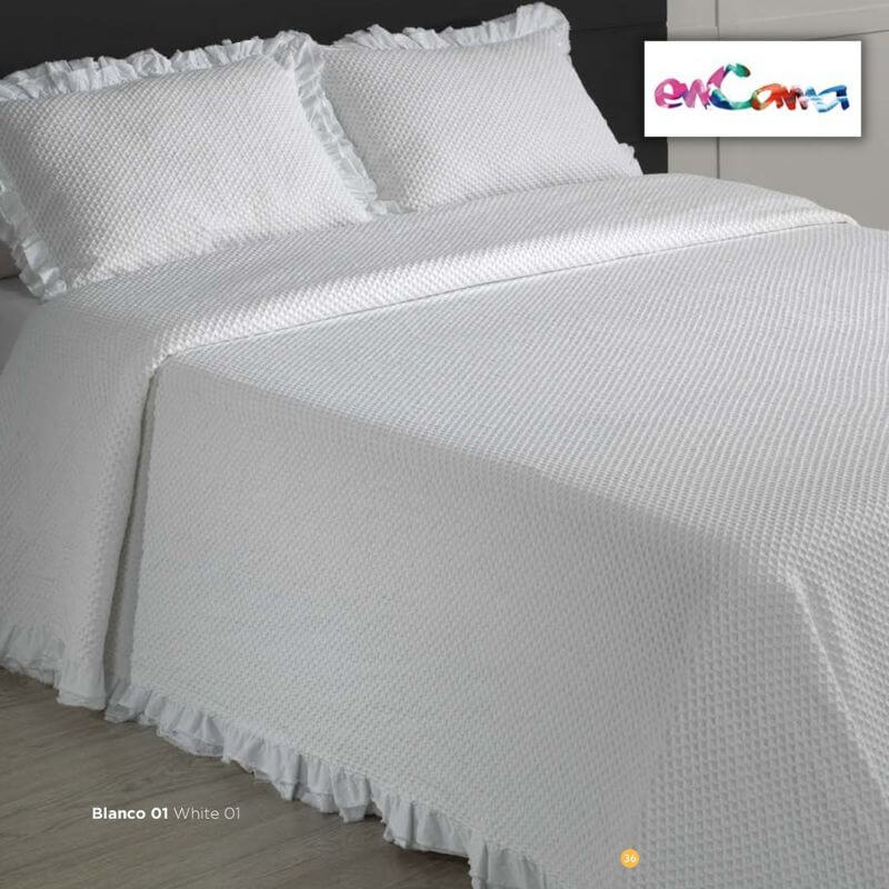 Colcha Jacquard 31113 Blanca BH Textil tipo piqué camas de 150 y 180cm